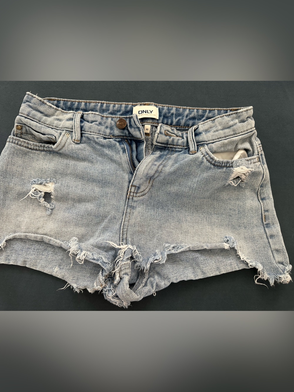 ONLY Light Wash Distressed Denim Shorts